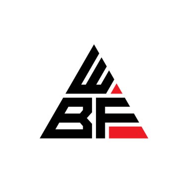 Üçgen şekilli WBF üçgen harf logosu tasarımı. WBF üçgen logo tasarımı monogramı. Kırmızı renkli WBF üçgen vektör şablonu. WBF üçgen logosu Basit, Zarif ve Lüks Logo. WBF