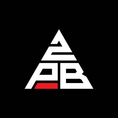 Üçgen şekilli ZPB üçgen harf logosu tasarımı. ZPB üçgen logo tasarımı monogramı. Kırmızı renkli ZPB üçgen vektör logo şablonu. ZPB üçgen logosu Basit, Zarif ve Lüks Logo.