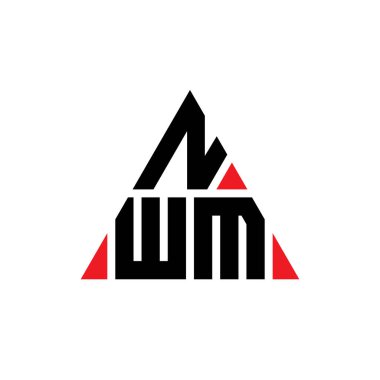 Üçgen şekilli NWM üçgen harf logosu tasarımı. NWM üçgen logo tasarımı monogramı. Kırmızı renkli NWM üçgen vektör şablonu. NWM üçgen logosu Basit, Zarif ve Lüks Logo.