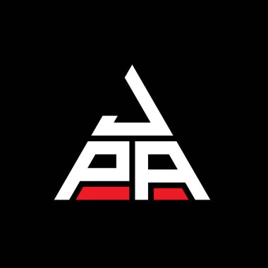 Üçgen şekilli JPA üçgen harf logosu tasarımı. JPA üçgen logo tasarımı monogramı. Kırmızı renkli JPA üçgen vektör logo şablonu. JPA üçgen logosu Basit, Zarif ve Lüks Logo.