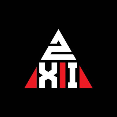 Üçgen şekilli ZXI üçgen harf logosu tasarımı. ZXI üçgen logo tasarımı monogramı. Kırmızı renkli ZXI üçgen vektör logo şablonu. ZXI üçgen logosu Basit, Zarif ve Lüks Logo.