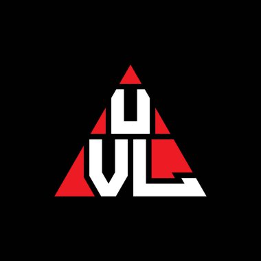 Üçgen şekilli UVL üçgen harf logosu tasarımı. UVL üçgen logo tasarımı monogramı. Kırmızı renkli UVL üçgen vektör şablonu. UVL üçgen logosu Basit, Zarif ve Lüks Logo.