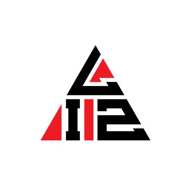 Üçgen şekilli LIZ üçgen harf logosu tasarımı. LIZ üçgen logo tasarımı monogramı. Kırmızı renkli LIZ üçgen vektör logo şablonu. LIZ üçgen logosu Basit, Zarif ve Lüks Logo.