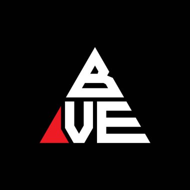 Üçgen şekilli BVE üçgen harf logosu tasarımı. BVE üçgen logo tasarımı monogramı. Kırmızı renkli BVE üçgen vektör logo şablonu. BVE üçgen logosu Basit, Zarif ve Lüks Logo.