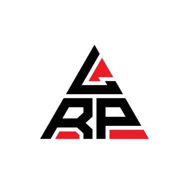 Üçgen şekilli LRP üçgen harf logosu tasarımı. LRP üçgen logo tasarımı monogramı. Kırmızı renkli LRP üçgen vektör logo şablonu. LRP üçgen logosu Basit, Zarif ve Lüks Logo.