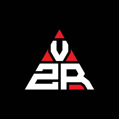 Üçgen şekilli VZR üçgen harf logosu tasarımı. VZR üçgen logo tasarımı monogramı. Kırmızı renkli VZR üçgen vektör şablonu. VZR üçgen logosu Basit, Zarif ve Lüks Logo.