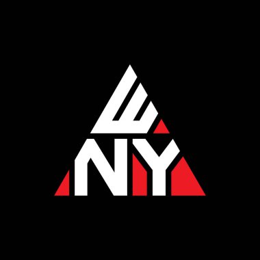 Üçgen şekilli WNY üçgen harf logosu tasarımı. WNY üçgen logo tasarımı monogramı. Kırmızı renkli WNY üçgen vektör logo şablonu. WNY üçgen logosu Basit, Zarif ve Lüks Logo.