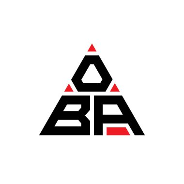 Üçgen şekilli OBA üçgen harf logosu tasarımı. OBA üçgen logo tasarımı monogramı. Kırmızı renkli OBA üçgen vektör logo şablonu. OBA üçgen logosu Basit, Zarif ve Lüks Logo.