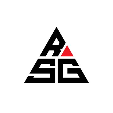 Üçgen şekilli RSG üçgen harf logosu tasarımı. RSG üçgen logo tasarımı monogramı. Kırmızı renkli RSG üçgen vektör şablonu. RSG üçgen logosu Basit, Zarif ve Lüks Logo.