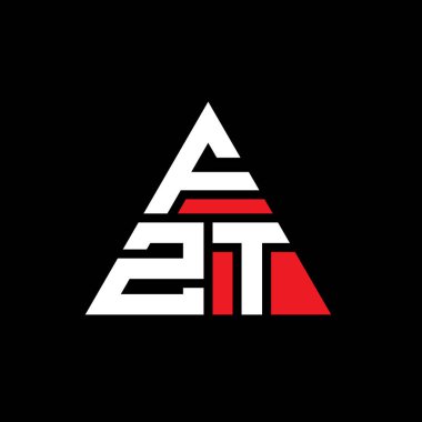 Üçgen şekilli FZT üçgen harf logosu tasarımı. FZT üçgen logo tasarımı monogramı. Kırmızı renkli FZT üçgen vektör şablonu. FZT üçgen logosu Basit, Zarif ve Lüks Logo.