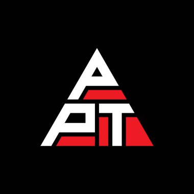Üçgen şekilli PPT üçgen harf logosu tasarımı. PPT üçgen logo tasarımı monogramı. Kırmızı renkli PPT üçgen vektör logo şablonu. PPT üçgen logosu Basit, Zarif ve Lüks Logo.