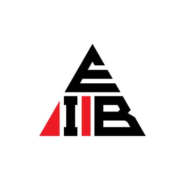 Üçgen şekilli EIB üçgen harf logosu tasarımı. EIB üçgen logo tasarımı monogramı. Kırmızı renkli EIB üçgen vektör logo şablonu. EIB üçgen logosu Basit, Zarif ve Lüks Logo.