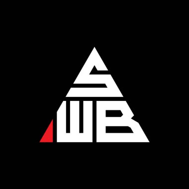 Üçgen şekilli SWB üçgen harf logosu tasarımı. SBD üçgen logo tasarımı. Kırmızı renkli bir SNB üçgen vektör şablonu. SWB üçgen logosu Basit, Zarif ve Lüks Logo.