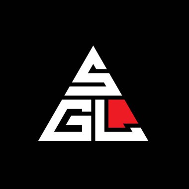 Üçgen şekilli SGL üçgen harf logosu tasarımı. SGL üçgen logo tasarımı monogramı. Kırmızı renkli SGL üçgen vektör şablonu. SGL üçgen logosu Basit, Zarif ve Lüks Logo.