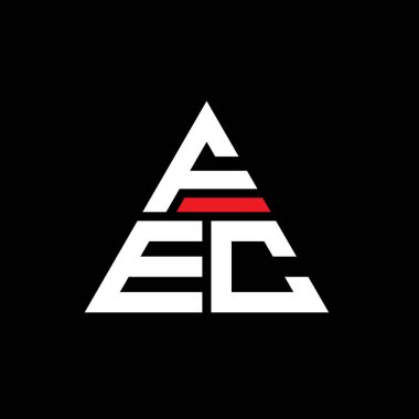 Üçgen şekilli FEC üçgen harf logosu tasarımı. FEC üçgen logo tasarımı monogramı. Kırmızı renkli FEC üçgen vektör logo şablonu. FEC üçgen logosu Basit, Zarif ve Lüks Logo.