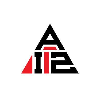 Üçgen şekilli AIZ üçgen harf logosu tasarımı. AIZ üçgen logo tasarımı monogramı. Kırmızı renkli AIZ üçgen vektör logo şablonu. AIZ üçgen logosu Basit, Zarif ve Lüks Logo.