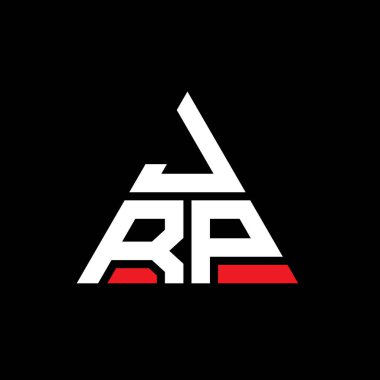 Üçgen şekilli JRP üçgen harf logosu tasarımı. JRP üçgen logo tasarımı monogramı. Kırmızı renkli JRP üçgen vektör logo şablonu. JRP üçgen logosu Basit, Zarif ve Lüks Logo.