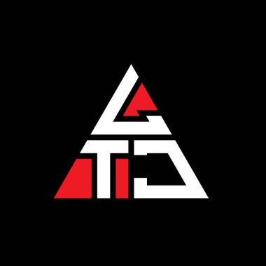 Üçgen şekilli LTJ üçgen harf logosu tasarımı. LTJ üçgen logo tasarımı monogramı. Kırmızı renkli LTJ üçgen vektör şablonu. LTJ üçgen logosu Basit, Zarif ve Lüks Logo.