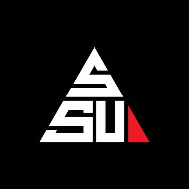 Üçgen şekilli SSU üçgen harf logosu tasarımı. SSU üçgen logo tasarımı monogramı. SSU üçgen logo şablonu kırmızı renkte. SSU üçgen logosu Basit, Zarif ve Lüks Logo.