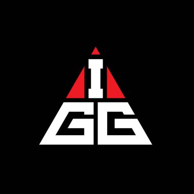 Üçgen şekilli IGG üçgen harf logosu tasarımı. IGG üçgen logo tasarımı monogramı. Kırmızı renkli IGG üçgen vektör şablonu. IGG üçgen logosu Basit, Zarif ve Lüks Logo.