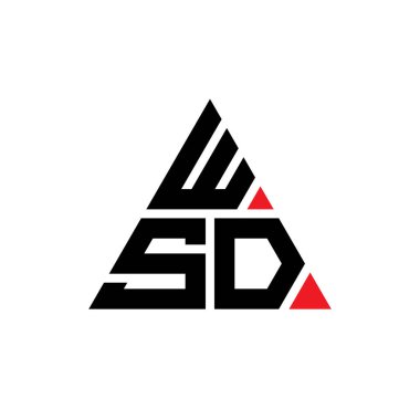 Üçgen şekilli WSD üçgen harf logosu tasarımı. WSD üçgen logo tasarımı monogramı. Kırmızı renkli WSD üçgen vektör logosu şablonu. WSD üçgen logosu Basit, Zarif ve Lüks Logo.