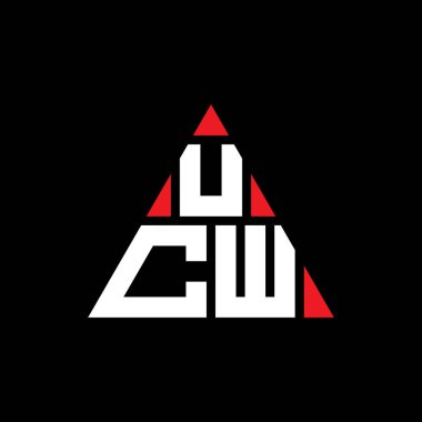 UCW üçgen harfli logo dizaynı. Üçgen şekilli. UCW üçgen logo tasarımı monogramı. UCW üçgen vektör şablonu kırmızı renkte. UCW üçgen logosu Basit, Zarif ve Lüks Logo.