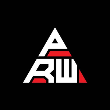 Üçgen şekilli PRW üçgen harf logosu tasarımı. PRW üçgen logo tasarımı monogramı. Kırmızı renkli PRW üçgen vektör şablonu. PRW üçgen logosu Basit, Zarif ve Lüks Logo.