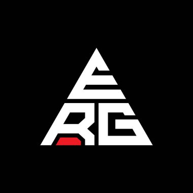 Üçgen şekilli ERG üçgen harf logosu tasarımı. ERG üçgen logo tasarımı monogramı. Kırmızı renkli ERG üçgen vektör logo şablonu. ERG üçgen logosu Basit, Zarif ve Lüks Logo.