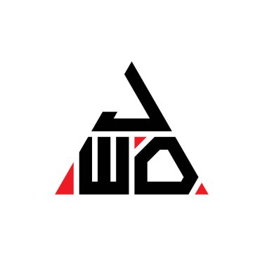 Üçgen şekilli JWO üçgen harf logosu tasarımı. JWO üçgen logo tasarımı monogramı. Kırmızı renkli JWO üçgen vektör şablonu. JWO üçgen logosu Basit, Zarif ve Lüks Logo.