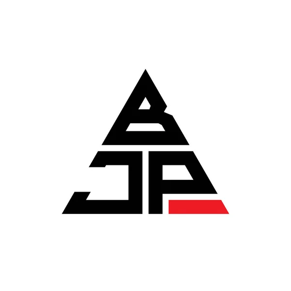 Bjp三角形字母标志设计与三角形形状 Bjp三角形标志设计图 Bjp三角形矢量标识模板与红色 Bjp三角标识简单 豪华的标志 — 图库矢量图片