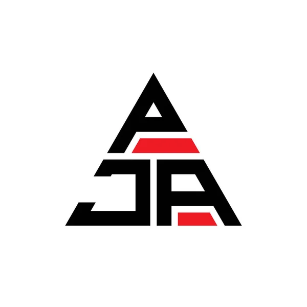 Pja三角形字母标志设计与三角形形状 Pja三角形标志设计单字 带有红色的Pja三角形矢量标识模板 Pja三角标识简单 豪华的标志 — 图库矢量图片