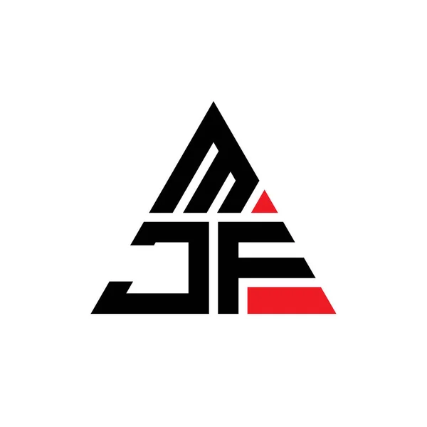 三角形の形をしたMjf三角形の文字ロゴデザイン Mjf三角形のロゴデザインのモノグラム Mjf赤い色の三角形ベクトルロゴテンプレート Mjf三角形のロゴシンプル エレガントで豪華なロゴ — ストックベクタ
