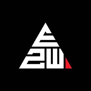 Üçgen şekilli EZW üçgen harf logosu tasarımı. EZW üçgen logo tasarımı monogramı. Kırmızı renkli EZW üçgen vektör şablonu. EZW üçgen logosu Basit, Zarif ve Lüks Logo.