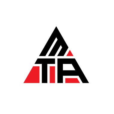 Üçgen şekilli MTA üçgen harf logosu tasarımı. MTA üçgen logo tasarımı monogramı. Kırmızı renkli MTA üçgen vektör logo şablonu. MTA üçgen logosu Basit, Zarif ve Lüks Logo.