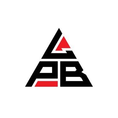 Üçgen şekilli LPB üçgen harf logosu tasarımı. LPB üçgen logo tasarımı monogramı. Kırmızı renkli LPB üçgen vektör logo şablonu. LPB üçgen logosu Basit, Zarif ve Lüks Logo.