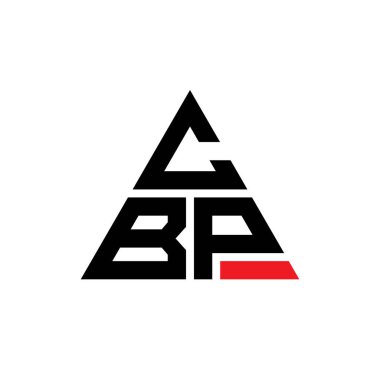 Üçgen şekilli CBP üçgen harf logosu tasarımı. CBP üçgen logo tasarımı monogram. Kırmızı renkli CBP üçgen vektör şablonu. CBP üçgen logosu Basit, Zarif ve Lüks Logo.