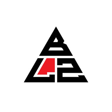 Üçgen şekilli BLZ üçgen harf logosu tasarımı. BLZ üçgen logo tasarımı monogramı. Kırmızı renkli BLZ üçgen vektör logo şablonu. BLZ üçgen logosu Basit, Zarif ve Lüks Logo.