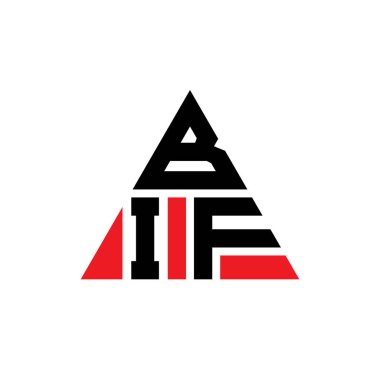 Üçgen şekilli BIF üçgen harf logosu tasarımı. BIF üçgen logo tasarımı monogram. Kırmızı renkli BIF üçgen vektör logo şablonu. BIF üçgen logosu Basit, Zarif ve Lüks Logo.