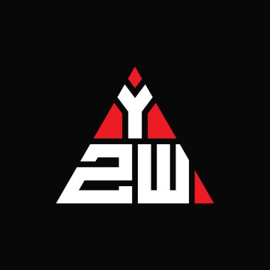 Üçgen şekilli YZW üçgen harf logosu tasarımı. YZW üçgen logo tasarımı monogramı. Kırmızı renkli YZW üçgen vektör şablonu. YZW üçgen logosu Basit, Zarif ve Lüks Logo.