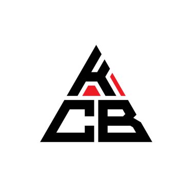 Üçgen şekilli KCB üçgen harf logosu tasarımı. KCB üçgen logo tasarımı monogramı. Kırmızı renkli KCB üçgen vektör şablonu. KCB üçgen logosu Basit, Zarif ve Lüks Logo.