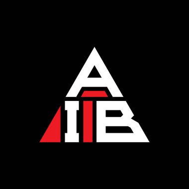 Üçgen şekilli AIB üçgen harf logosu tasarımı. AIB üçgen logo tasarımı monogramı. Kırmızı renkli AIB üçgen vektör logo şablonu. AIB üçgen logosu Basit, Zarif ve Lüks Logo.