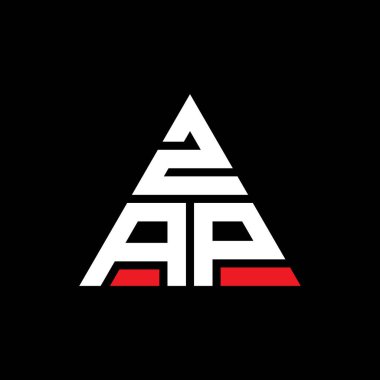 Üçgen şekilli ZAP üçgen harf logosu tasarımı. ZAP üçgen logo tasarımı monogramı. Kırmızı renkli ZAP üçgen vektör logo şablonu. ZAP üçgen logosu Basit, Zarif ve Lüks Logo.