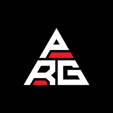 Üçgen şekilli PRG üçgen harf logosu tasarımı. PRG üçgen logo tasarımı monogramı. Kırmızı renkli PRG üçgen vektör şablonu. PRG üçgen logosu Basit, Zarif ve Lüks Logo.