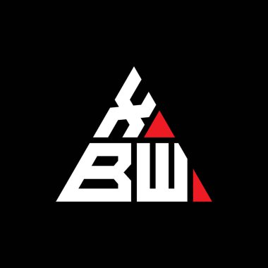 Üçgen şekilli XBW üçgen harf logosu tasarımı. XBW üçgen logo tasarımı monogramı. Kırmızı renkli XBW üçgen vektör şablonu. XBW üçgen logosu Basit, Zarif ve Lüks Logo.