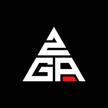 Üçgen şekilli ZGA üçgen harf logosu tasarımı. ZGA üçgen logo tasarımı monogramı. Kırmızı renkli ZGA üçgen vektör logo şablonu. ZGA üçgen logosu Basit, Zarif ve Lüks Logo.