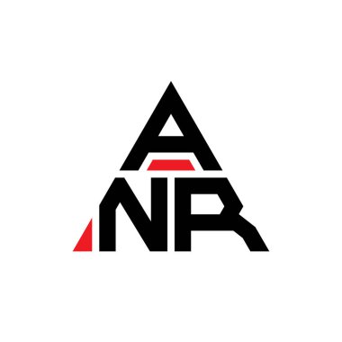Üçgen şekilli ANR üçgen harf logosu tasarımı. ANR üçgen logo tasarımı monogramı. Kırmızı renkli ANR üçgen vektör logo şablonu. ANR üçgen logosu Basit, Zarif ve Lüks Logo.