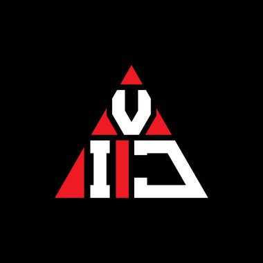 VIJ üçgen harfli logo dizaynı. Üçgen şekilli. VIJ üçgen logo tasarımı monogramı. VIJ üçgen logo şablonu kırmızı renkte. VIJ üçgen logosu Basit, Zarif ve Lüks Logo.