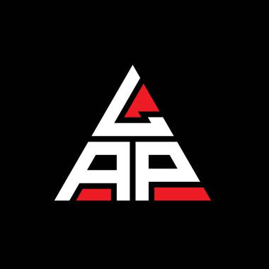 Üçgen şekilli LAP üçgen harf logosu tasarımı. LAP üçgen logo tasarımı monogram. LAP üçgen logo şablonu kırmızı renkte. LAP üçgen logosu Basit, Zarif ve Lüks Logo.