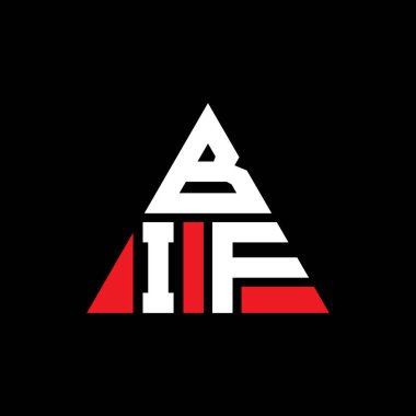 Üçgen şekilli BIF üçgen harf logosu tasarımı. BIF üçgen logo tasarımı monogram. Kırmızı renkli BIF üçgen vektör logo şablonu. BIF üçgen logosu Basit, Zarif ve Lüks Logo.