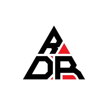 Üçgen şekilli RDR üçgen harf logosu tasarımı. RDR üçgen logo tasarımı monogramı. Kırmızı renkli RDR üçgen vektör logo şablonu. RDR üçgen logosu Basit, Zarif ve Lüks Logo.